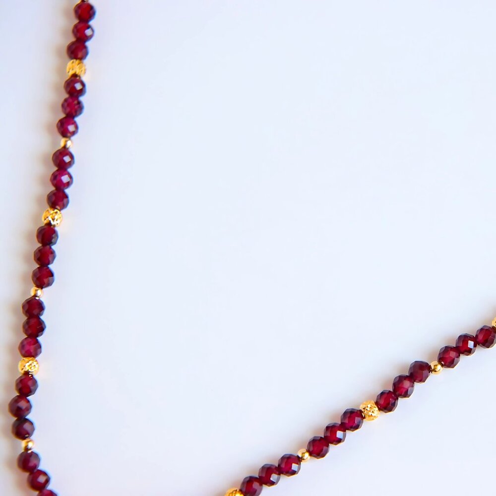 Butterscotch Amber Garnet Necklace 14k Gold-Filled - Picture 7 of 9